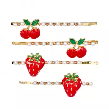 Pinces à cheveux fraise et cerise Souza! Yda 4 pièces