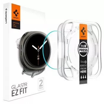 Protection d'écran en verre trempé Spigen GLAS.tR EZ Fit pour Samsung Galaxy Watch 8 / Watch 9 (40 mm), lot de 2 (AGL09874)