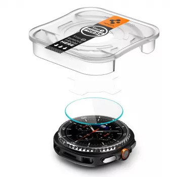Protection d'écran en verre trempé Spigen GLAS.tR EZ Fit pour Samsung Galaxy Watch 8 Classic (46 mm), lot de 2, transparent (AGL09877)