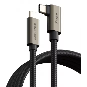 Câble RINGKE USB 3.2 Gen 2x2 Type-C 90 degrés PD 240W 200cm Noir