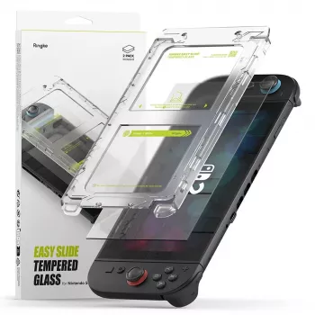 Protecteur d'écran en verre trempé Ringke Easy Slide lot de 2 pour Nintendo Switch 2, transparent