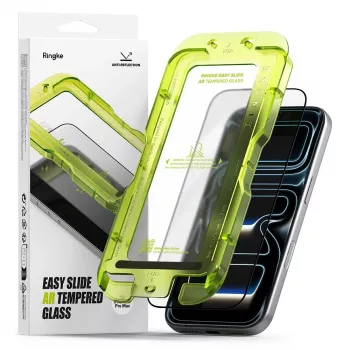 Protection d'écran antireflet en verre trempé Ringke Easy Slide pour iPhone 17 Pro Max, Noire
