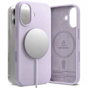 Coque Ringke en silicone magnétique MagSafe pour iPhone 17, Violet clair