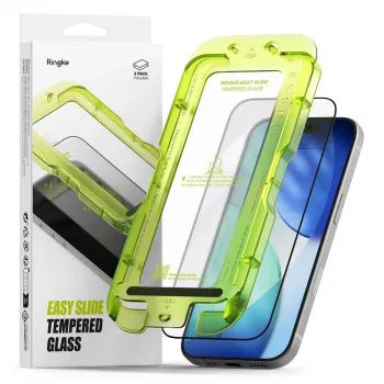 Protection d'écran en verre trempé Ringke Easy Slide lot de 2 pour Apple iPhone 17 - Noire