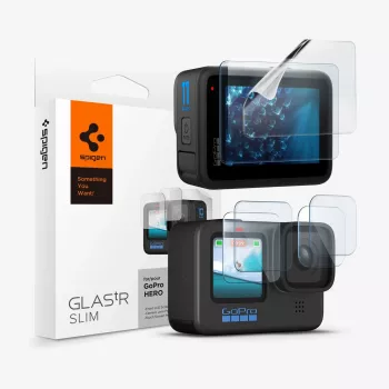 Kit de protection d'écran et d'objectif Spigen Glas.TR Slim + Film 2-Set pour GoPro Hero 12/11/10/9 (2 ensembles)