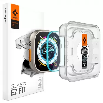 Protection d'écran en verre trempé Spigen Glas.tR EZ Fit pour Apple Watch Ultra (49 mm) - lot de 2 - transparent