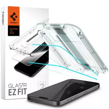 Protection d'écran en verre trempé Spigen GLAS.tR EZ FIT lot de 2 pour iPhone 15 Pro
