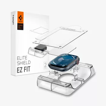 Protection d'écran en verre hybride Spigen Elite Shield EZ Fit lot de 2 pour Apple Watch 10 (46 mm) transparente