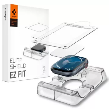 Protection d'écran en verre hybride Spigen Elite Shield EZ Fit lot de 2 pour Apple Watch 10 (46 mm) transparente