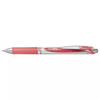 Stylo gel rétractable Pentel EnerGel BL77 - rose - corail - argent - rond - 0,7 mm - encre à base d'eau