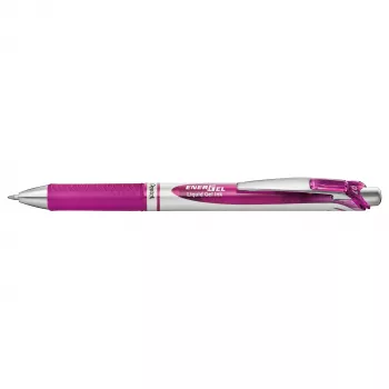 Stylo gel rétractable Pentel Energel BL77 - encre magenta - 0,7 mm - pointe moyenne - finitions argent