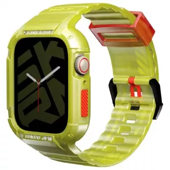 Skinarma Saido bracelet et coque 2 en 1 pour Apple Watch 45/44 mm jaune fluo