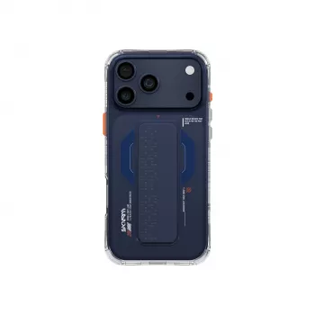 Coque SKINARMA Haxa avec anneau magnétique Mag-Charge et support grip pour Apple iPhone 17 Pro, marine (SK-IP17PRO-HAXA-BLU)