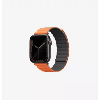 UNIQ Revix bracelet magnétique réversible pour Apple Watch Series 1/2/3/4/5/6/7/8/9/SE/SE2/SE3/Ultra/Ultra 2/Ultra 3 42/44/45/49 mm - gris/orange