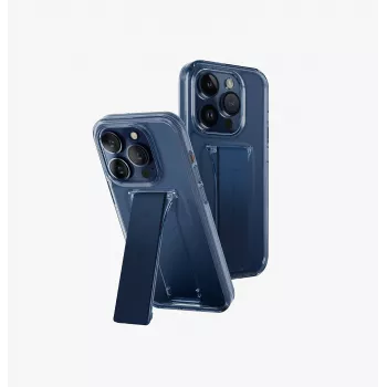 Coque avec support et fixation UNIQ Heldro pour Apple iPhone 15 Pro 6,1 pouces bleu profond outremer