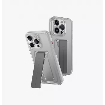 UNIQ Heldro Coque avec support et fixation pour iPhone 15 Pro Max 6,7 inch Lucent Clear