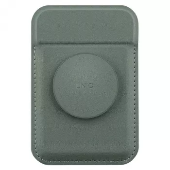 UNIQ Flixa Porte-cartes magnétique avec béquille Lichen Green MagSafe