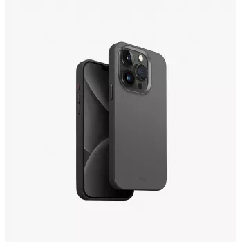 Coque de charge MagClick UNIQ Lyden DS pour Apple iPhone 15 Pro 6,1 pouces gris anthracite-noir