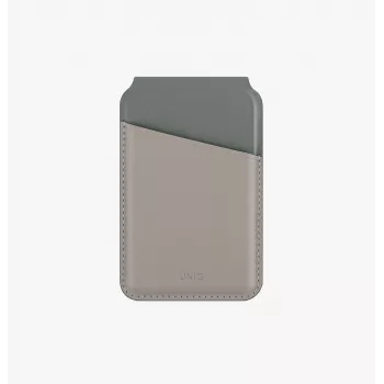 Portefeuille magnétique UNIQ Lyden DS avec RFID et support de téléphone ivoire/vert lichen