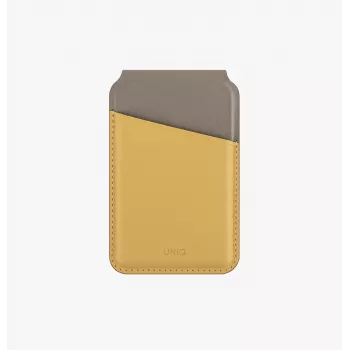 Portefeuille magnétique UNIQ Lyden DS avec RFID et support de téléphone jaune canari / gris silex