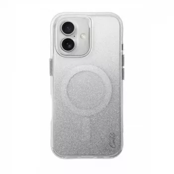 Coque UNIQ Coehl Lumino charge magnétique pour iPhone 16 6,1 pouces argent scintillant