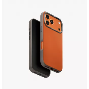 UNIQ Lyden DS Case for iPhone 17 Pro with MagClick Charging, Orange/Grey