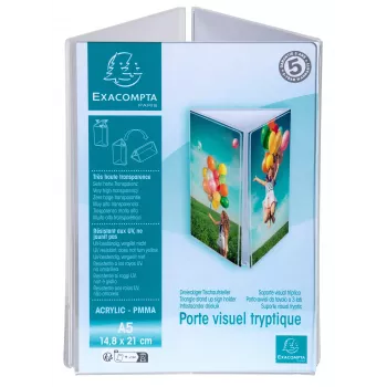 Exacompta A5 Portrait Triangular Sign Holder, 3-Sided, 1 Piece (85558D)