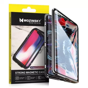 Coque Wozinsky Full Magnetic 360 protection avant et arrière avec verre intégré pour Samsung Galaxy A72 4G, noir transparent