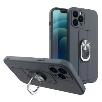 HURTEL coque anneau en silicone avec support de doigt et pied pour Xiaomi Poco X4 Pro 5G bleu