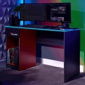 Bureau gaming XROCKER gris-rouge
