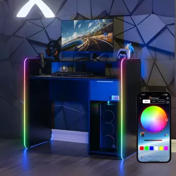 Bureau gaming X Rocker 2023269 avec LED, noir