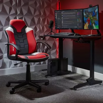Chaise de bureau gaming X Rocker Saturn 5120101 pour adolescents, max. 100 kg, noir/rouge