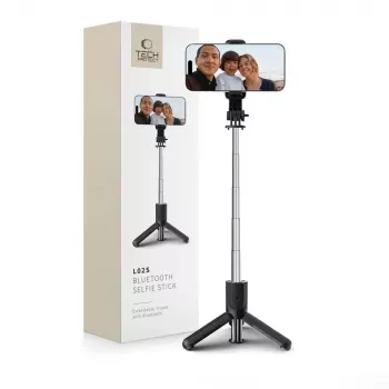 Tech-Protect L02S Perche à selfie trépied avec télécommande Bluetooth, noir