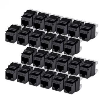 StarTech.com Cat6 Keystone Jack lot de 24 connecteur Ethernet RJ45 Keystone UTP Cat6 prise murale 180 degrés 110 Punch Down noir