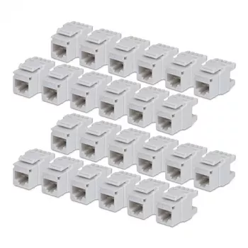 StarTech.com Cat6 Keystone Jack lot de 24, coupleur Ethernet RJ45 Keystone, prise murale UTP Cat6, 180 degrés 110 Punch Down, blanc