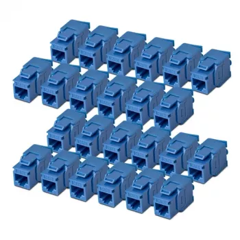 StarTech.com Cat6 Keystone Jack lot de 24, coupleur Ethernet RJ45 Keystone, insert de plaque murale UTP Cat6, 180 degrés, sans outil, bleu