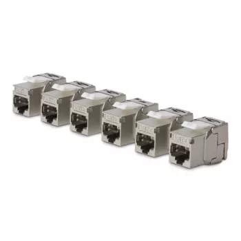 StarTech.com module Keystone Jack Cat8 lot de 6 coupleur Ethernet RJ45 Keystone, prise murale UTP Cat8, 180 degrés, sans outil, plat, argent, RJ-45, femelle, 25/40GBase-T
