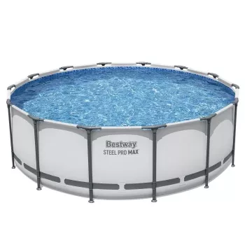 Piscine hors sol Bestway 5612X Steel Frame 427 x 122 cm (14 ft x 48 in) ronde avec pompe de filtration, échelle, bâche, tapis de sol et doseur ChemConnect