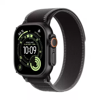 Apple Watch Ultra 3 GPS + Cellular 49mm boîtier en titane noir avec bracelet Trail Loop noir/charbon - M/L