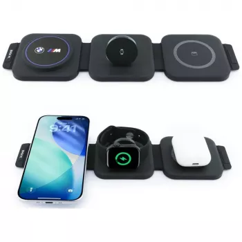 Station de charge sans fil magnétique 3-en-1 Qi2 15W BMW M Collection bleue