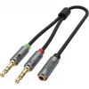 UNITEK Y-C957ABK Câble répartiteur audio mini-jack 3,5 mm, femelle vers 2x mâle, 20 cm, noir
