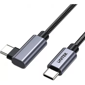 Câble UNITEK USB-C coudé 90° PD 100W 0,5 m noir