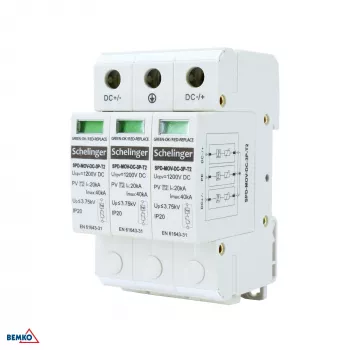 SCHELINGER 3P DC 1200V parafoudre type 2 (SPD) pour installations photovoltaïques