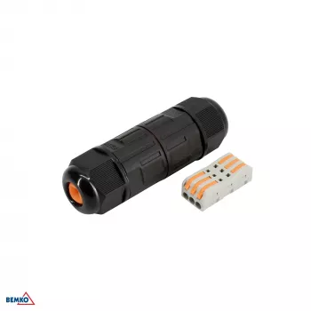 BEMKO connecteur de câble 3 pôles IP68, raccordement rapide, noir