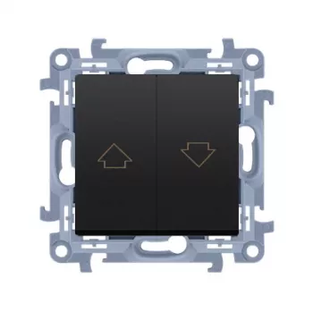 Module bouton de commande de volet Kontakt Simon 10 noir mat à flèche, bornes à vis, 10 A 250 V