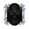 KONTAKT SIMON 10 Module double prise 2x Z/U bornes à vis 16A 250V noir mat