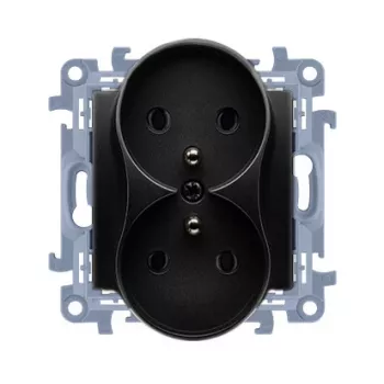 KONTAKT SIMON 10 Module double prise 2x Z/U bornes à vis 16A 250V noir mat