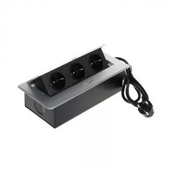 DELTA FPS-3S/CABLE Multiprise pour meuble avec 3 prises, câble 1,5 m, noire