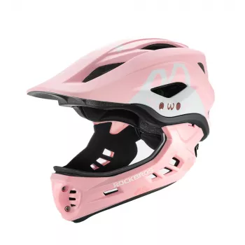 Casque convertible pour enfants ROCKBROS TT-32002 Rabbit avec mentonnière amovible, taille M (54-58 cm), rose
