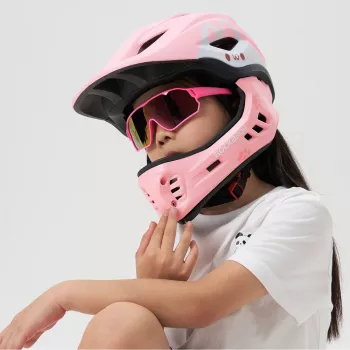 Casque convertible pour enfants ROCKBROS TT-32002 Rabbit avec mentonnière amovible, taille M (54-58 cm), rose